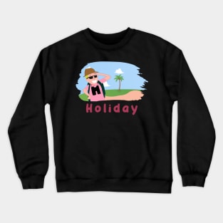 Holiday A Minimal Art Of Beach With An Old Man - Live Happy Crewneck Sweatshirt